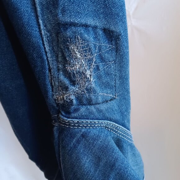 Vintage Girls Jeans 10 24x20 1980's Embroidered Disco Pockets Distress Repair - Picture 8 of 8